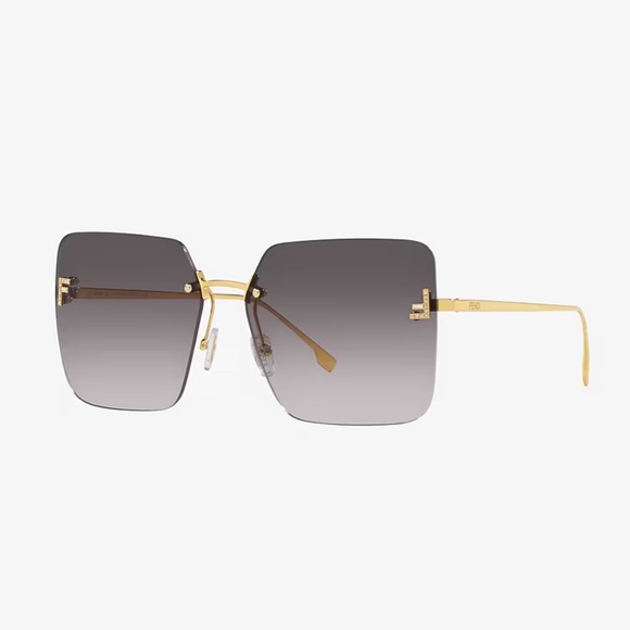 Fendi F Monogram Rimless Metal Butterfly Sunglasses Black - Picture 3 of 6